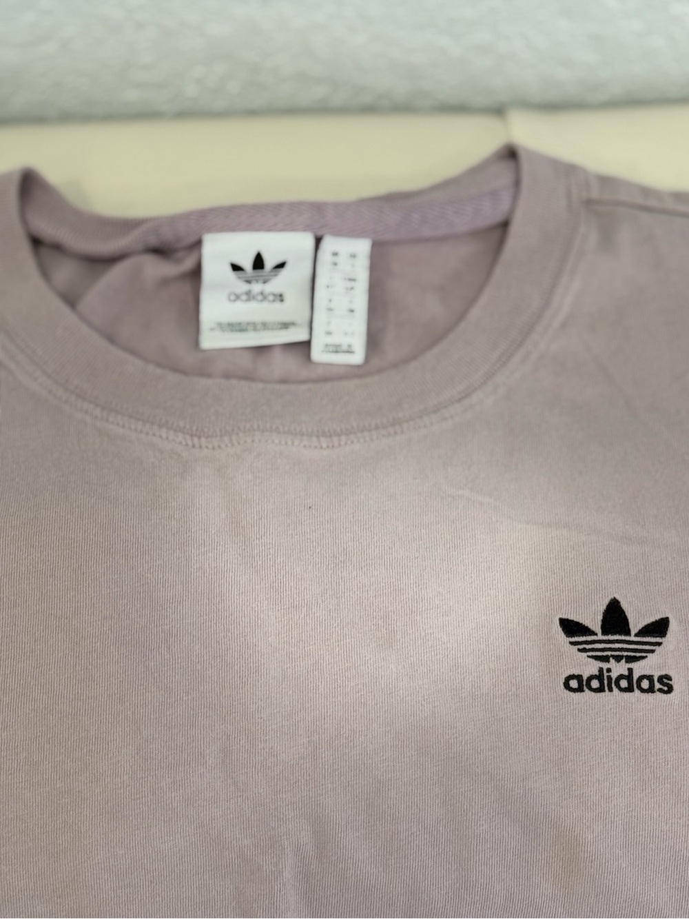 adidas Mauve Graphic Cropped Tee with Black and White Accents - Picture 2 of 5